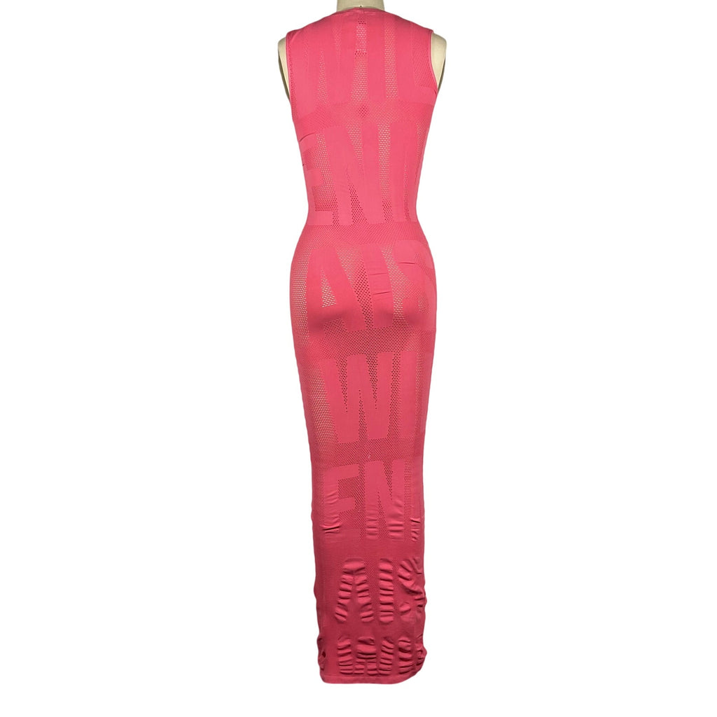 Maisie Wilen 'Logomania' Pink Nylon Dress Size OS