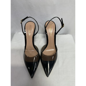 Gianvito Rossi 'Ribbon D'Orsay Plexi' Black Patent Leather Heels Size 8.5
