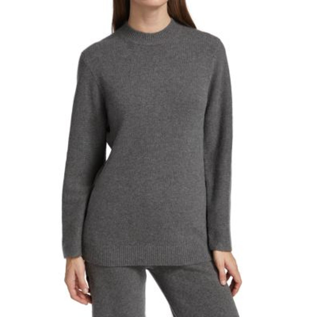 Theory Button Detail Tunic Grey Wool Sweater Size S