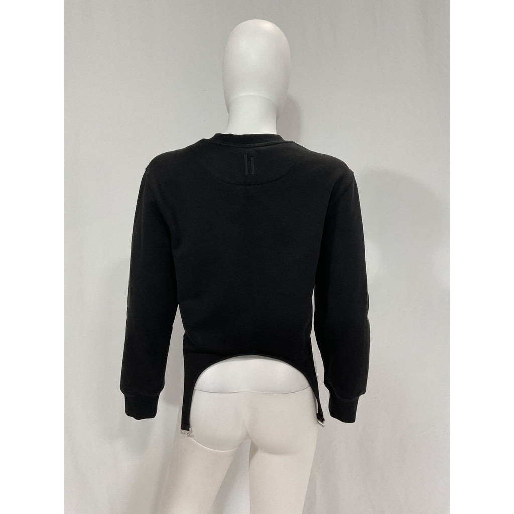 Dion Lee Garter Detail Black Crewneck Sweatshirt Size 2