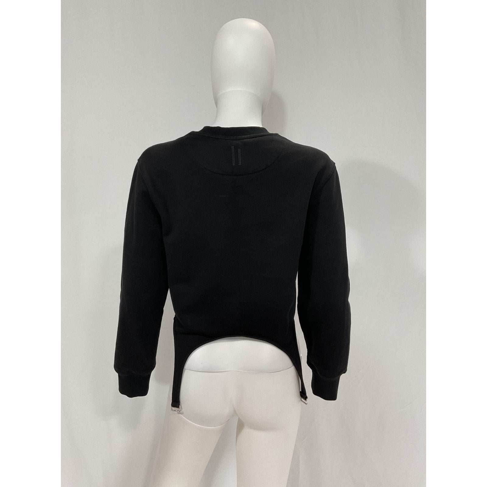 Dion Lee Garter Detail Black Crewneck Sweatshirt Size 2