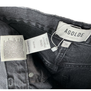 Agolde Distressed Black 90s Crop Denim Jeans Size 24