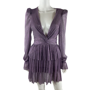Sabina Musayev Metallic Purple Felicie Mini Dress Size M