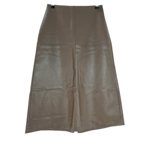 Astr The Label Faux Leather Brown Yuria Midi Skirt Size S