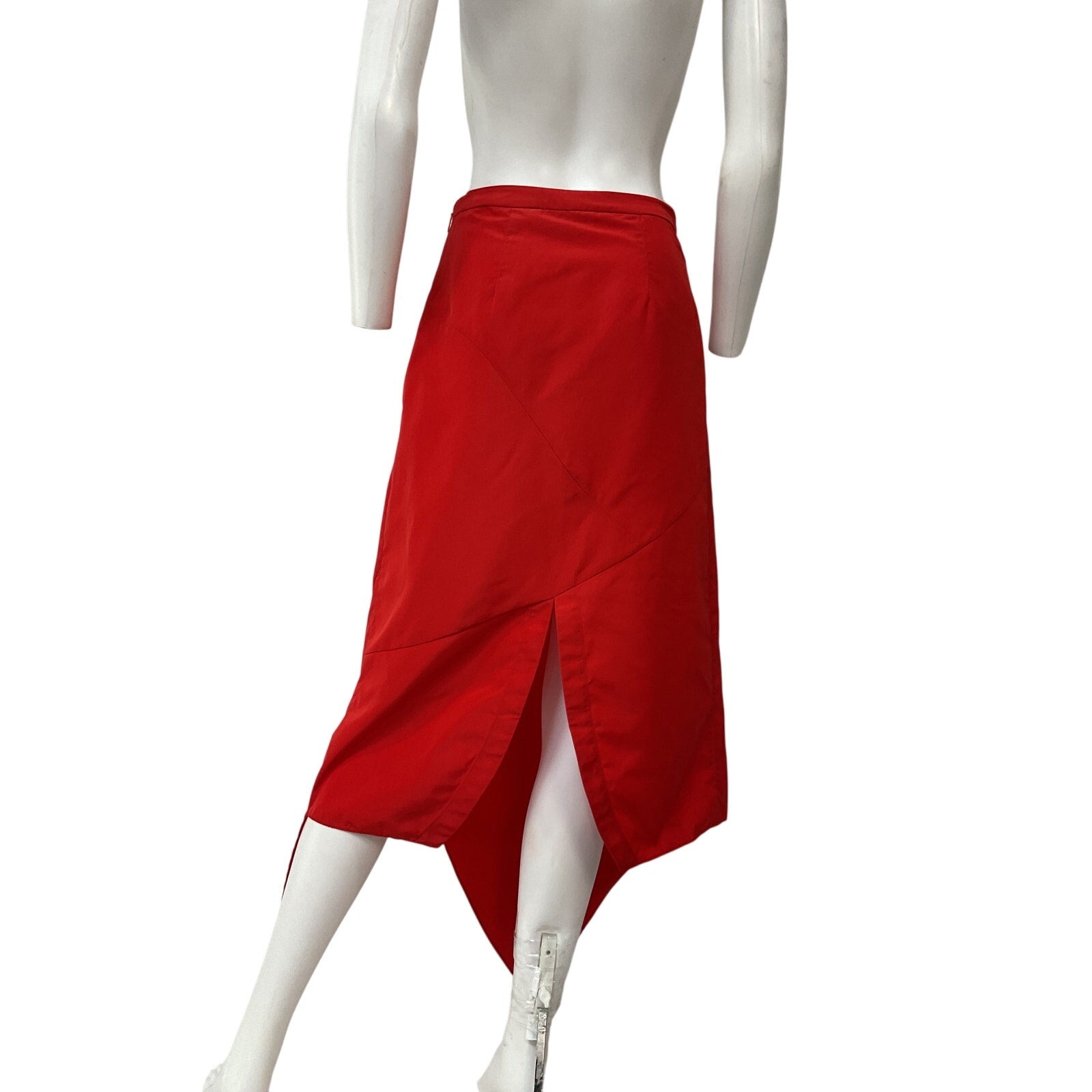 Tibi 'Italian' Red Polyester Sporty Nylon Tie Skirt Size 00 - NWT