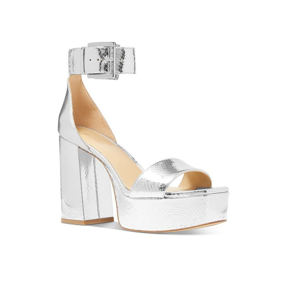 Michael Kors Metallic Silver Tara Platform Sandals Size 9
