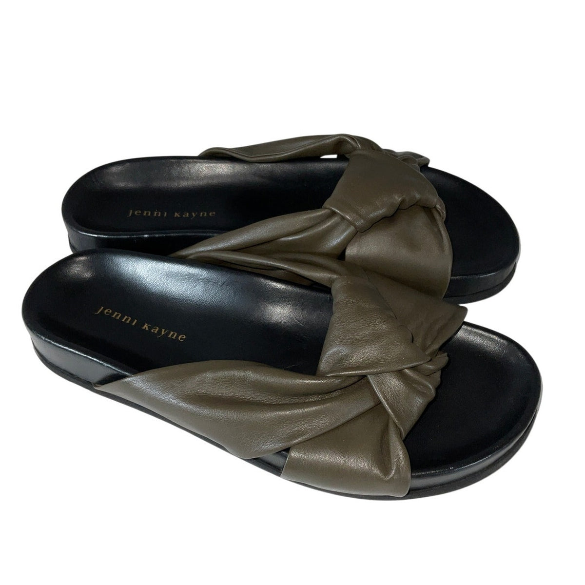 Jenni Kayne Leather Green Knot Sandals Size 40 EU / US 10