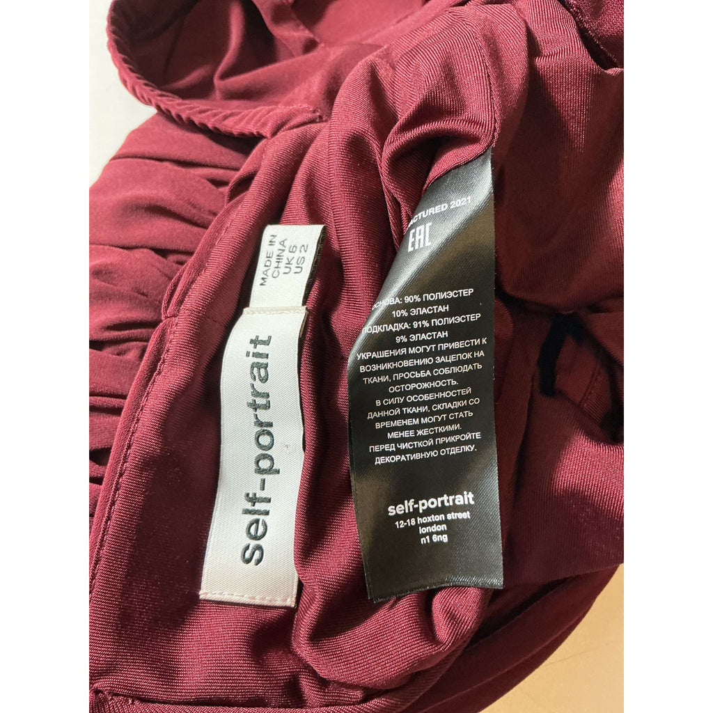 Self-Portrait 'Gathered' Red Jersey Crop Top Size 2