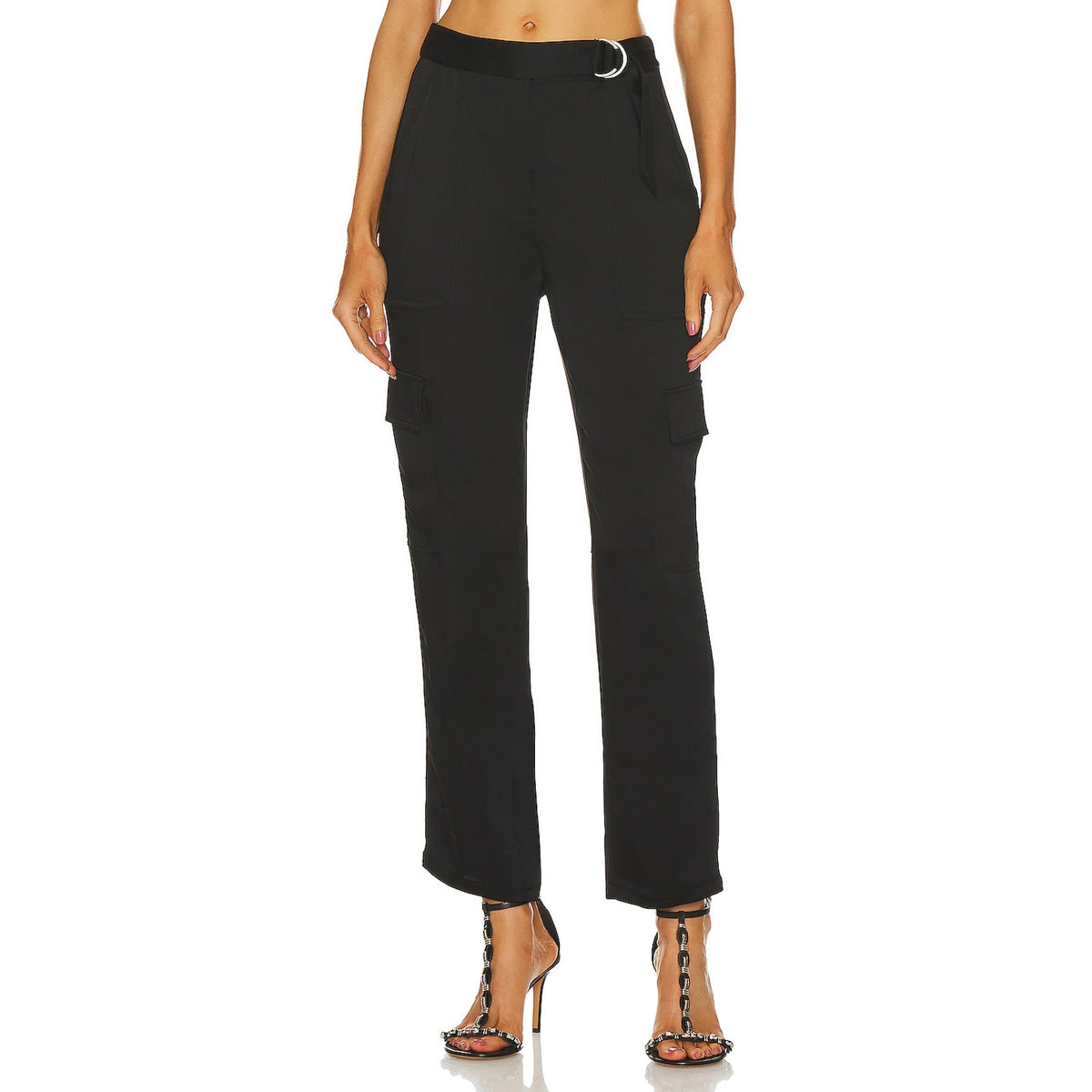 Simkhai 'Carolina' Black Acetate Structured Utility Pant Size 0