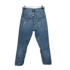 Agolde Distressed Blue Riley High Rise Straight Crop Denim Jeans Size 24