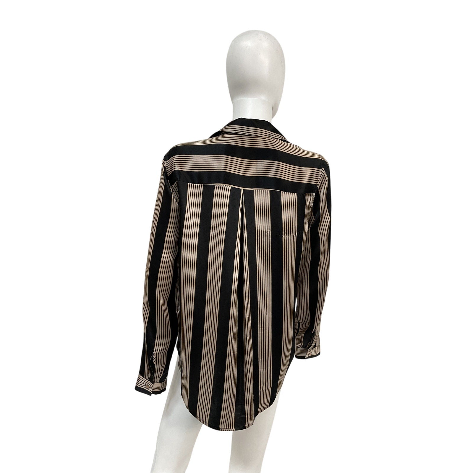 L'Agence 'Tyler' Black Silk Long Sleeve Silk Button-Up Shirt Size M
