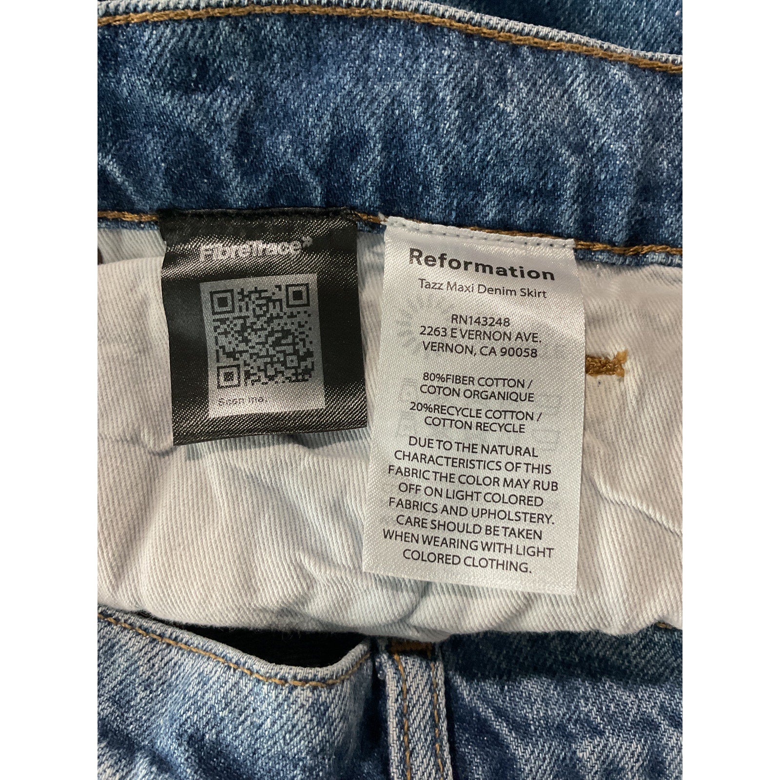 Reformation 'Tazz' Blue Cotton Maxi Denim Skirt Size 29