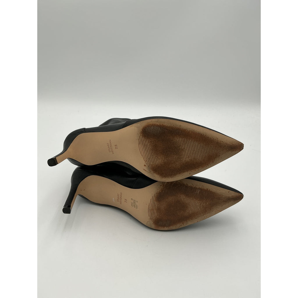 Stuart Weitzman Polish Black City 75 Stretch Bootie Size 7.5