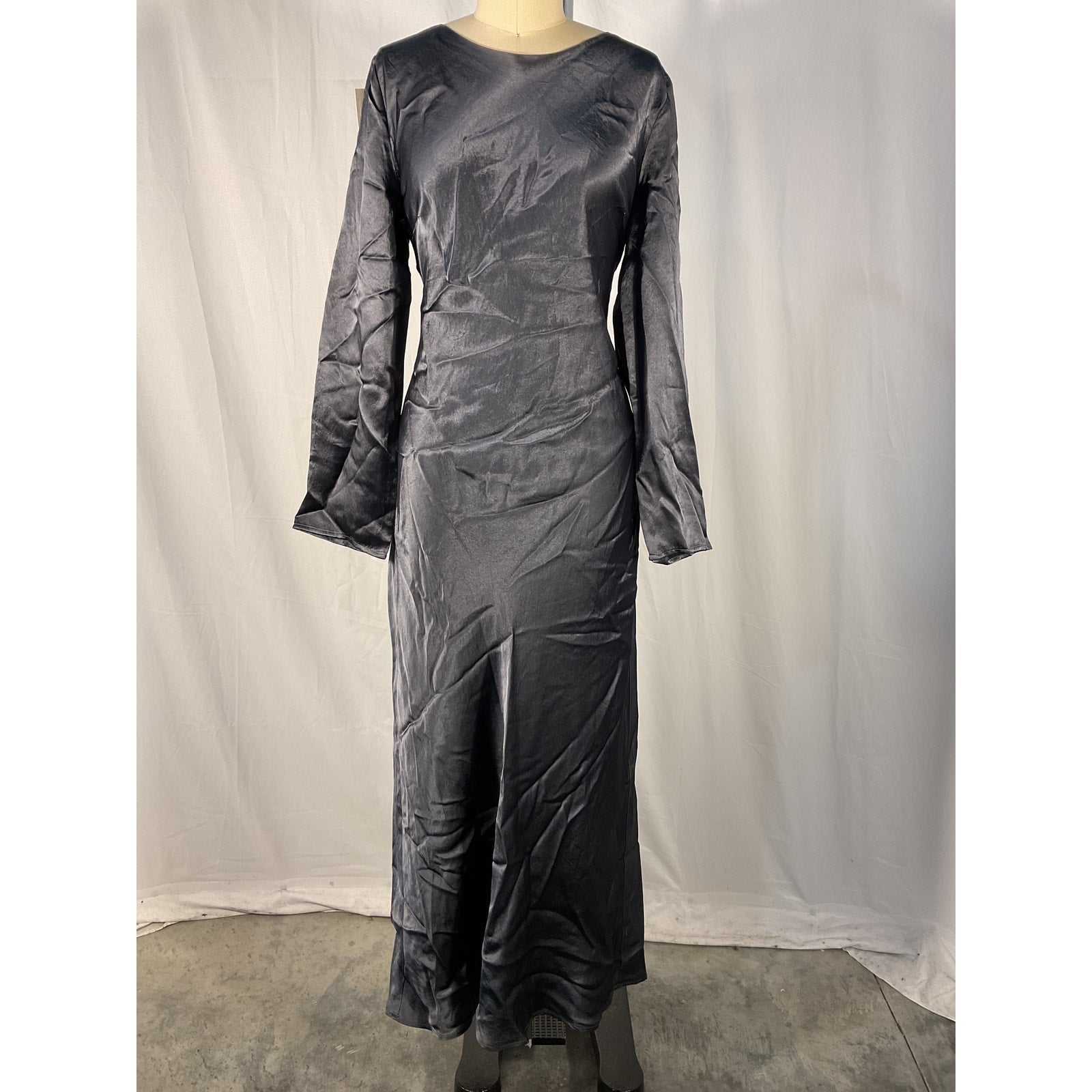 Third Form 'Crush' Grey Open Back Maxi Dress Size L - NWT