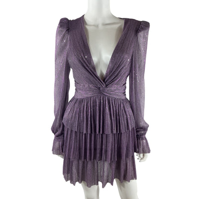 Sabina Musayev Shimmery Purple Felicie Mini Dress Size M