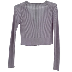 Vince Ribbed Lilac Cropped V Neck Cardigan Size S