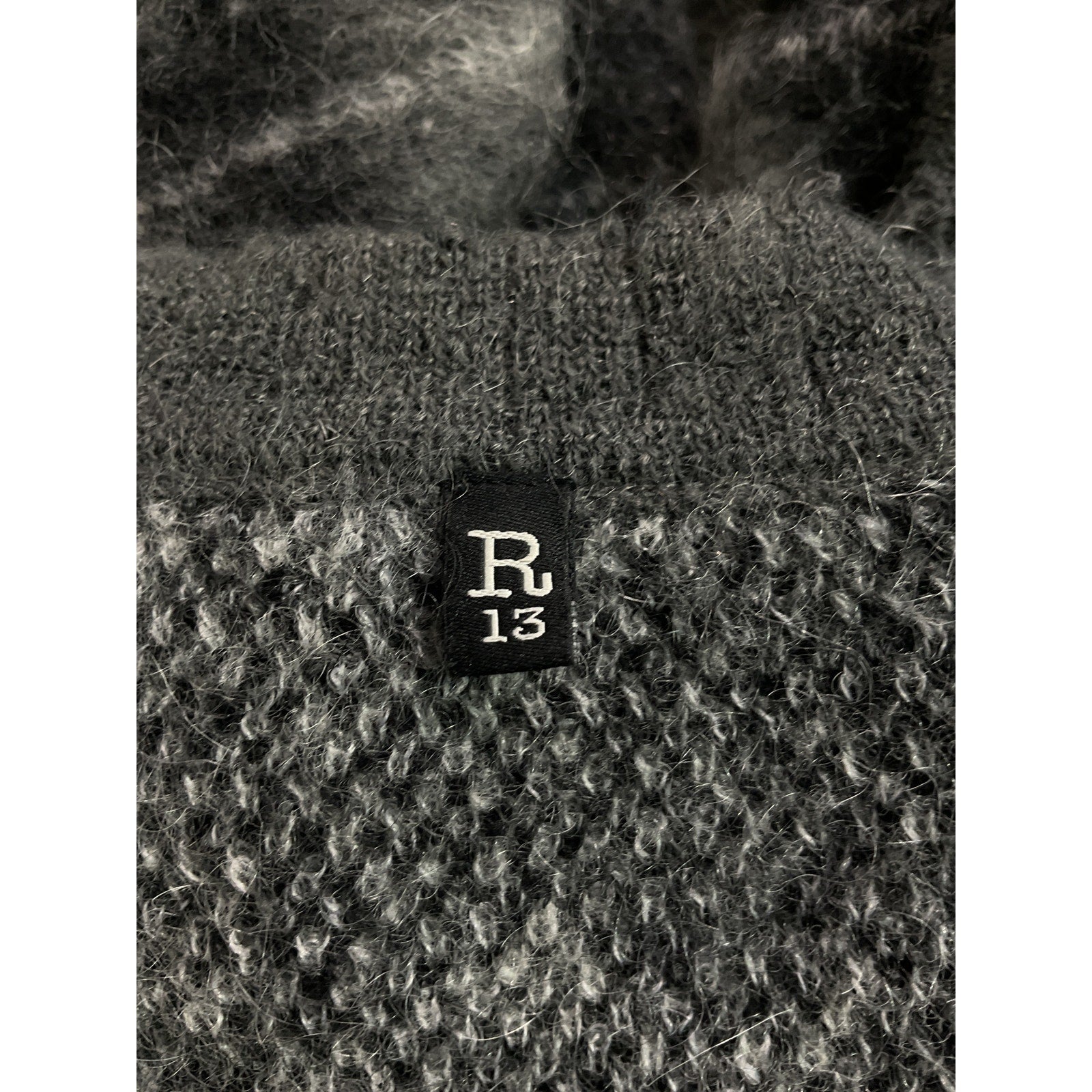 R13 'Fluffy' Black Plaid Oversized Distressed Edge Cardigan Size XS
