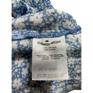 Reformation Floral Azul Simi Linen Dress Size M