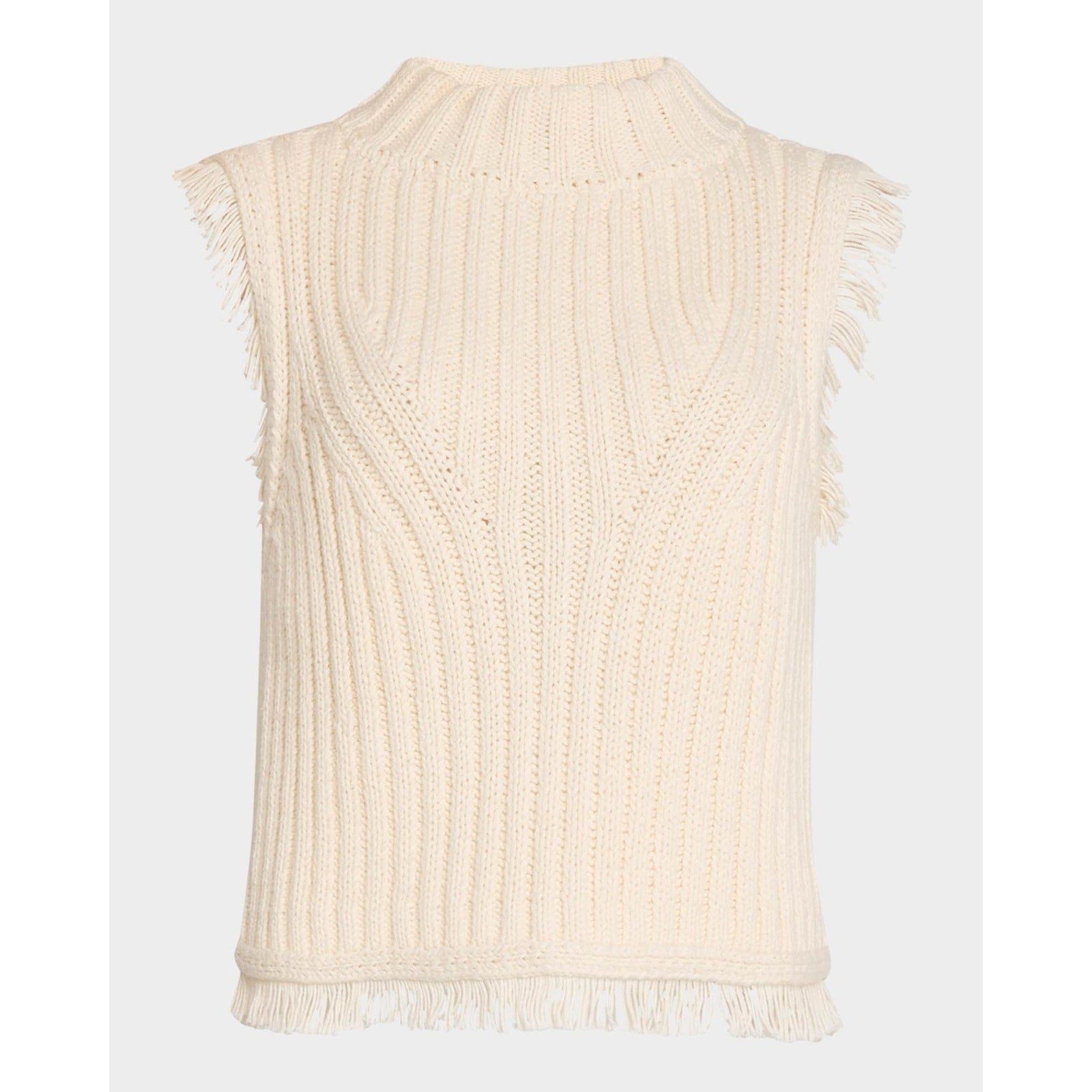 Eleven Six 'Bria' White Ribbed Fringe-Trim Sleeveless Cotton Tank Size M - NWT