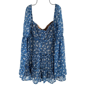 Majorelle Romantic Floral Blue Ailish Mini Dress Size S