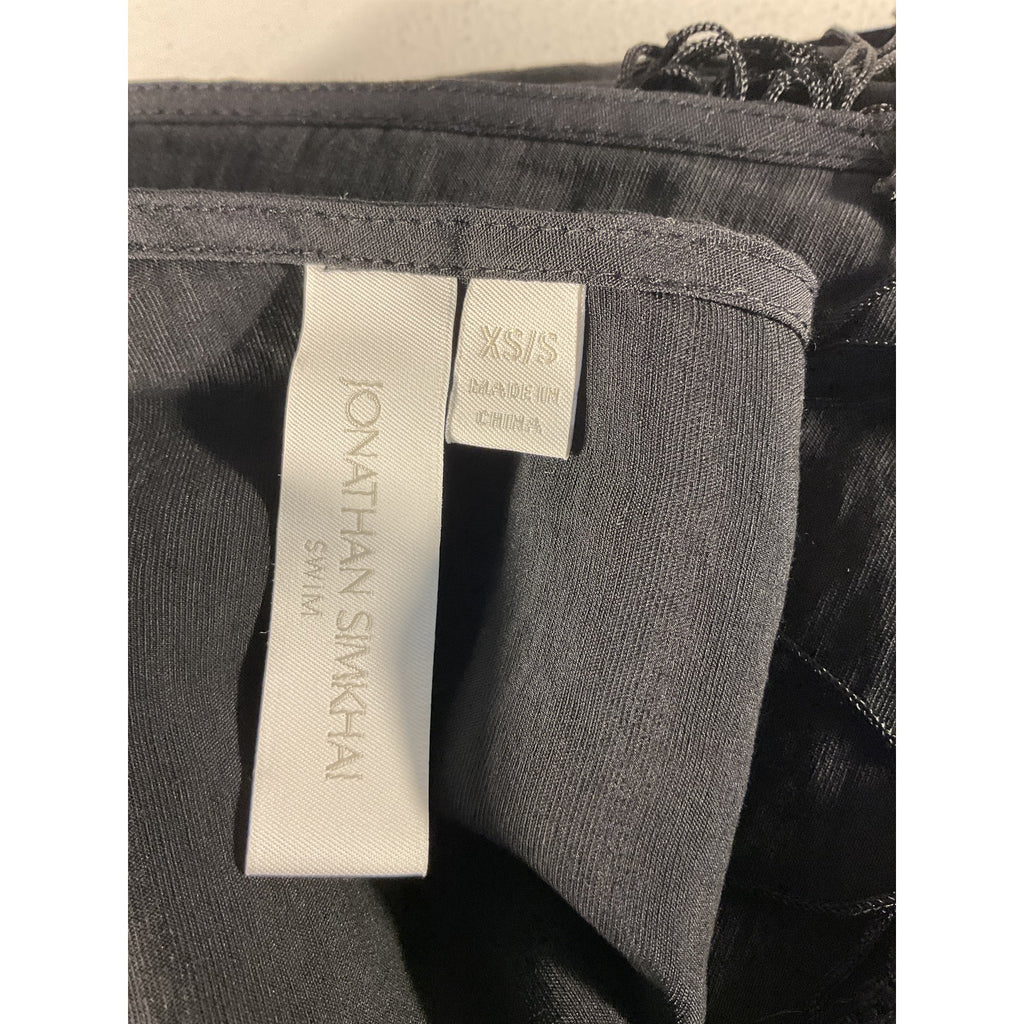 Simkhai 'Clemmy' Black Linen Solid Cover Ups Sarong Skirt Size XS