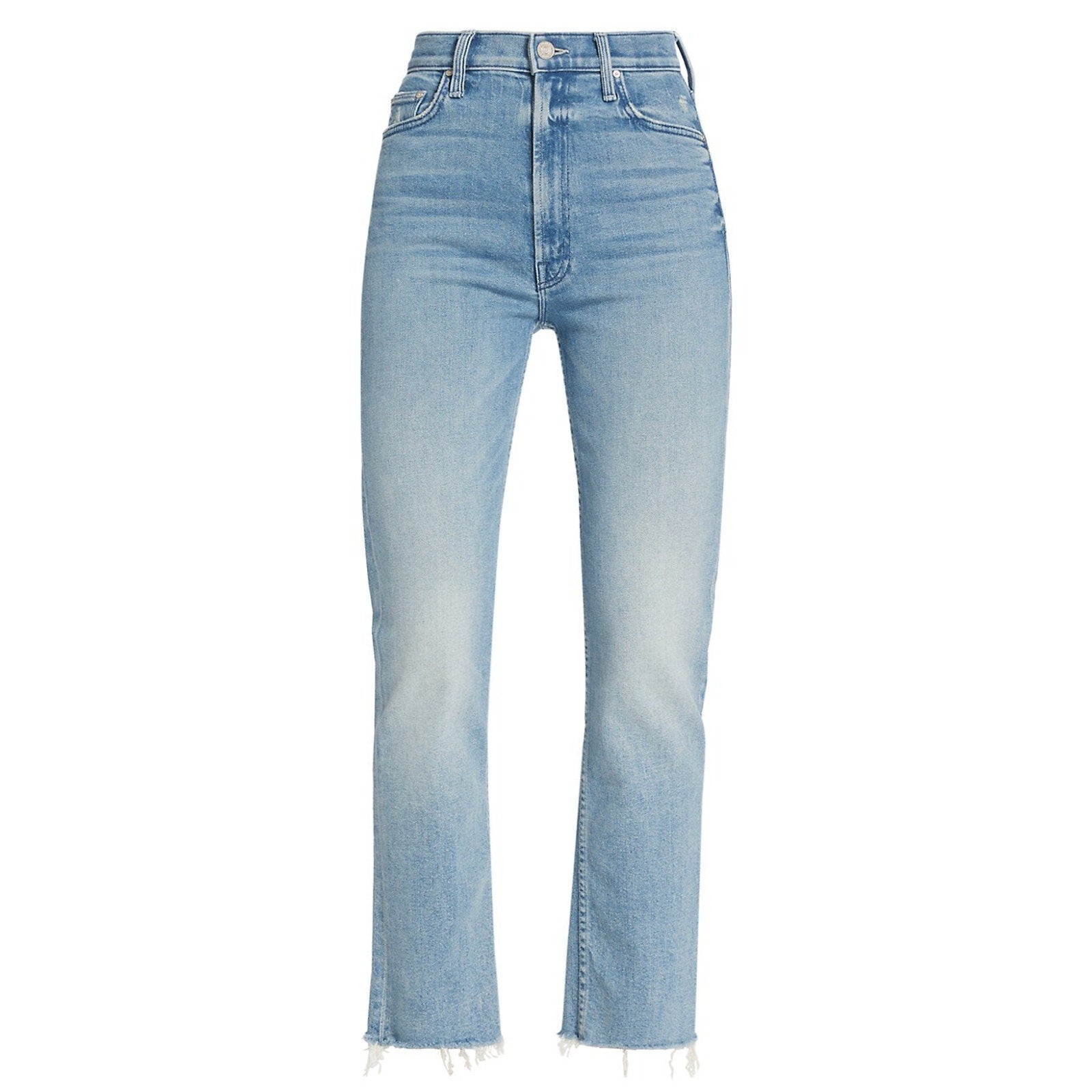 Mother Rider Blue Cotton High-Waisted Ankle-Crop Jeans Size 28