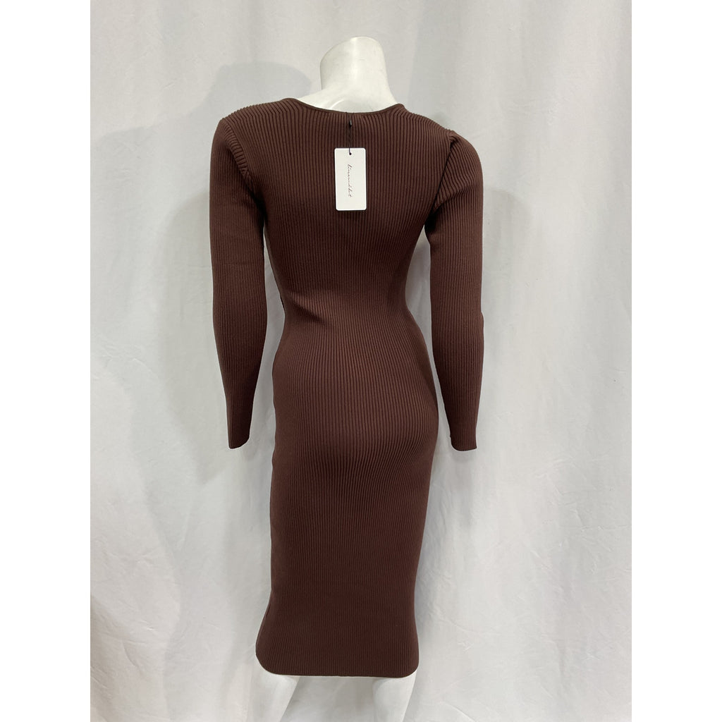 Line & Dot 'Avril' Brown Viscose Dress Size S - NWT