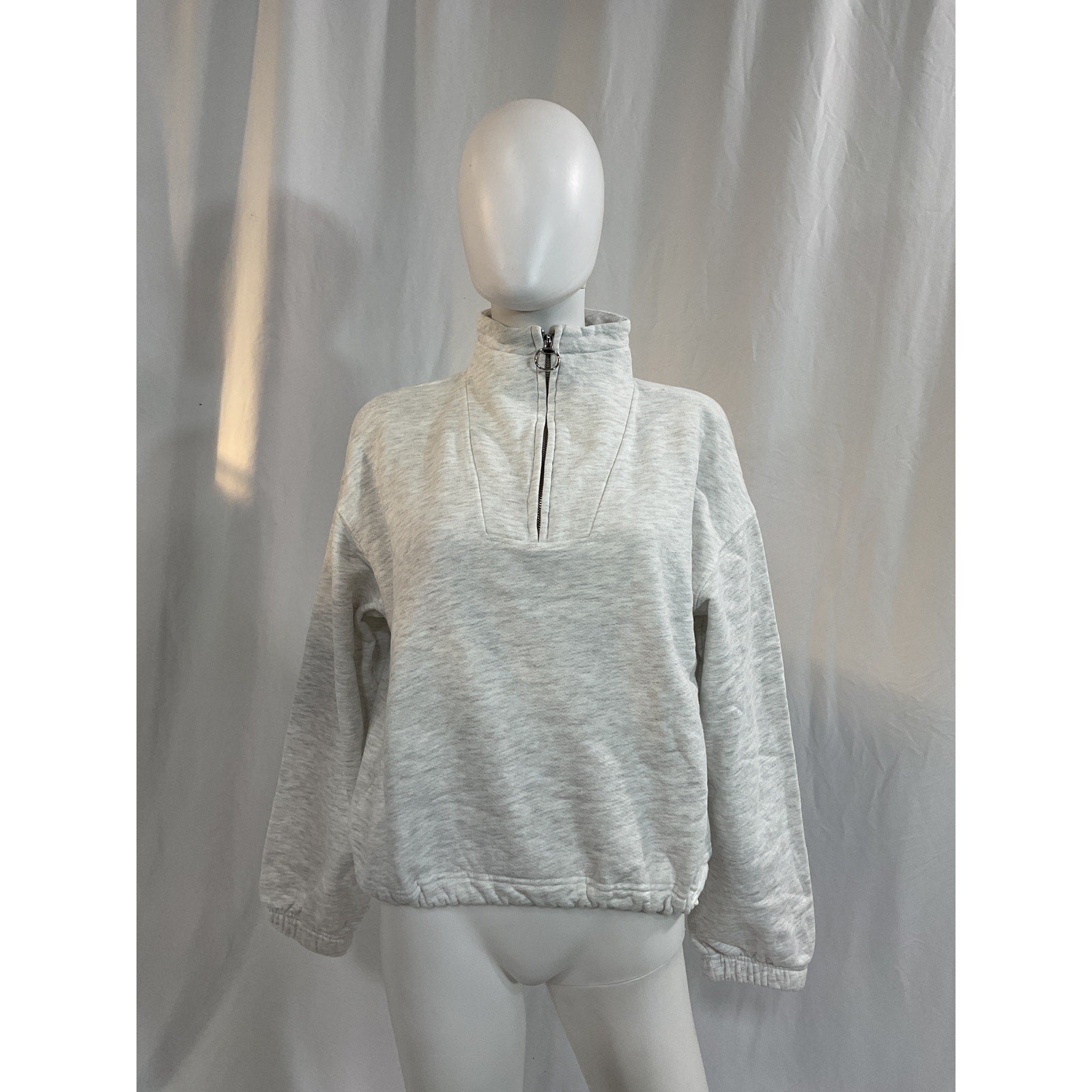 Lpa 'Mock' White Neck Zip Fleece Sweater Size M