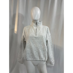 Lpa 'Mock' White Neck Zip Fleece Sweater Size M