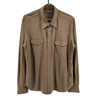Tom Ford Mens Brown Button-Up Shirt Size IT 54 / US 44