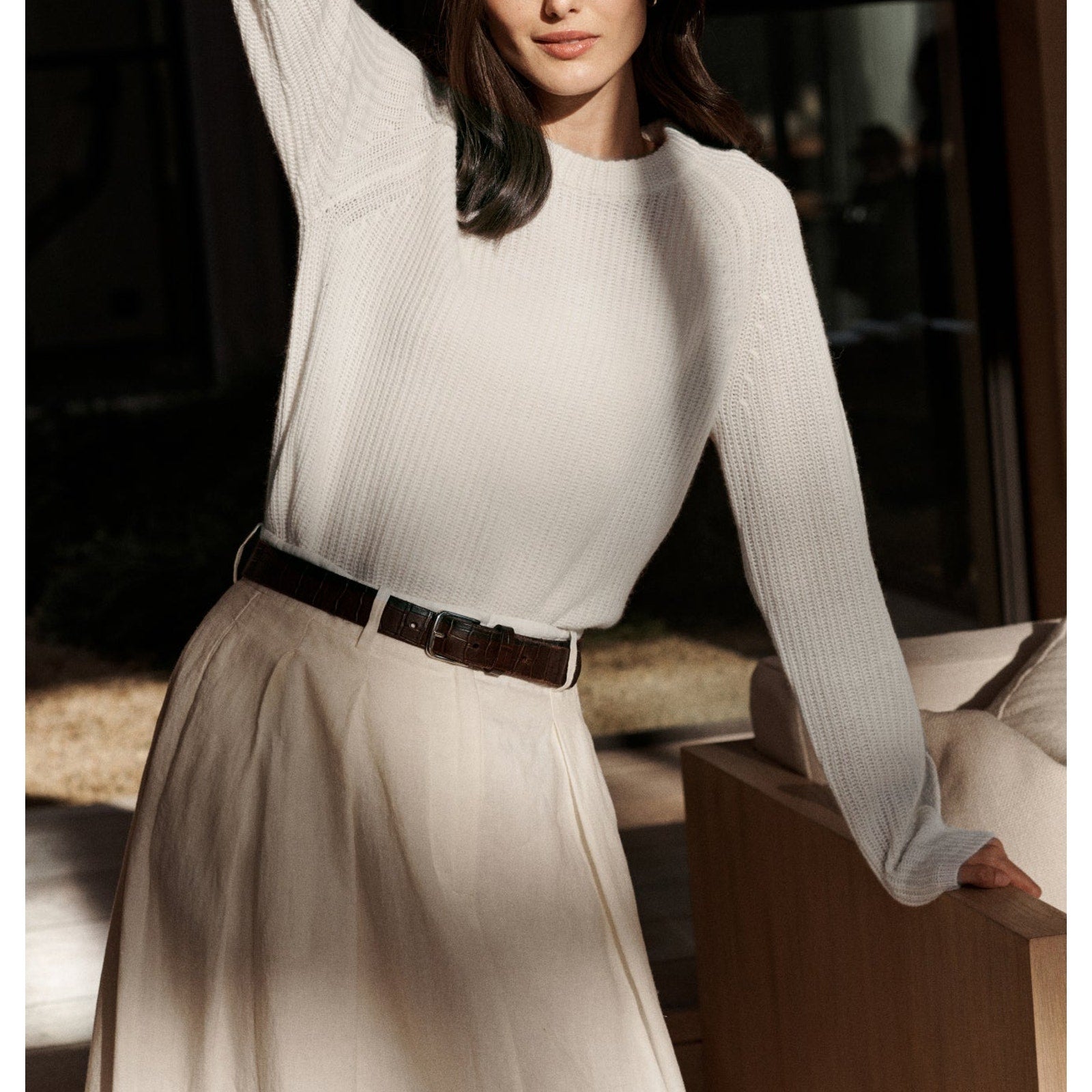 Jenni Kayne 'Fisherman' Ivory Cashmere Sweater Size XS