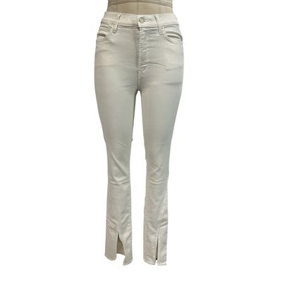 Mother Sleek White Rascal Sliced Up Heel Denim Jeans Size 28