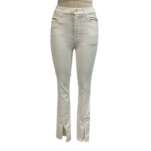 Mother Sleek White Rascal Sliced Up Heel Denim Jeans Size 28