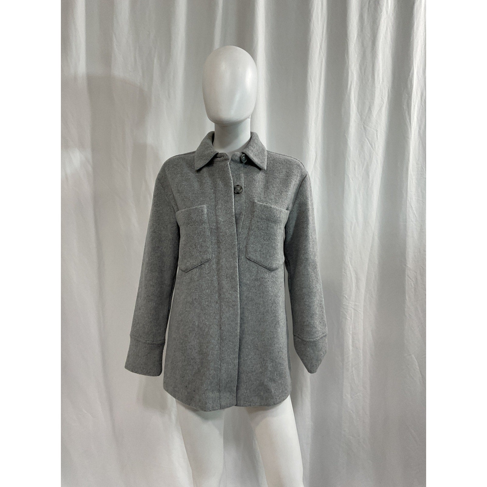 Vince Shirt Grey Fleece Patch Breast Pockets Jacket Size S