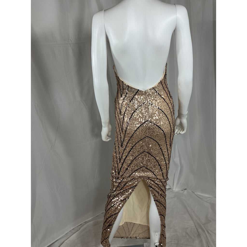 Michael Costello 'Coreen' Silver Polyester Gown Size XS - NWT