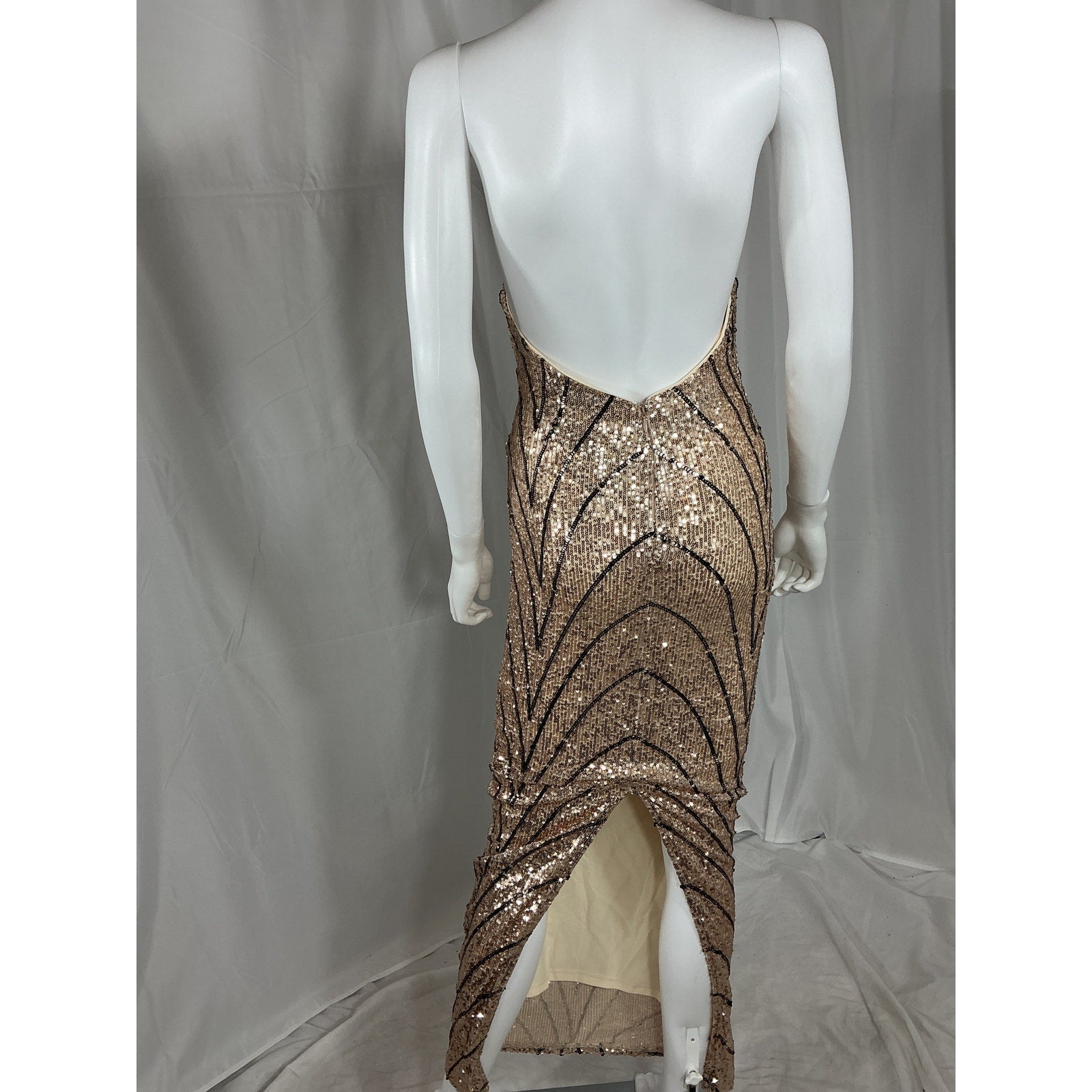 Michael Costello 'Coreen' Silver Polyester Gown Size XS - NWT