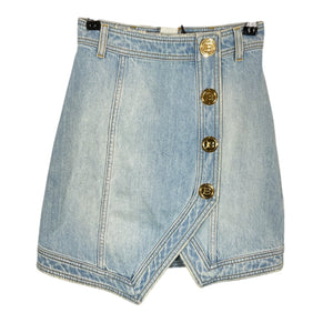 Balmain Asymmetric Bleu Clair Denim Mini Skirt Size FR 34 / US 2 NWT
