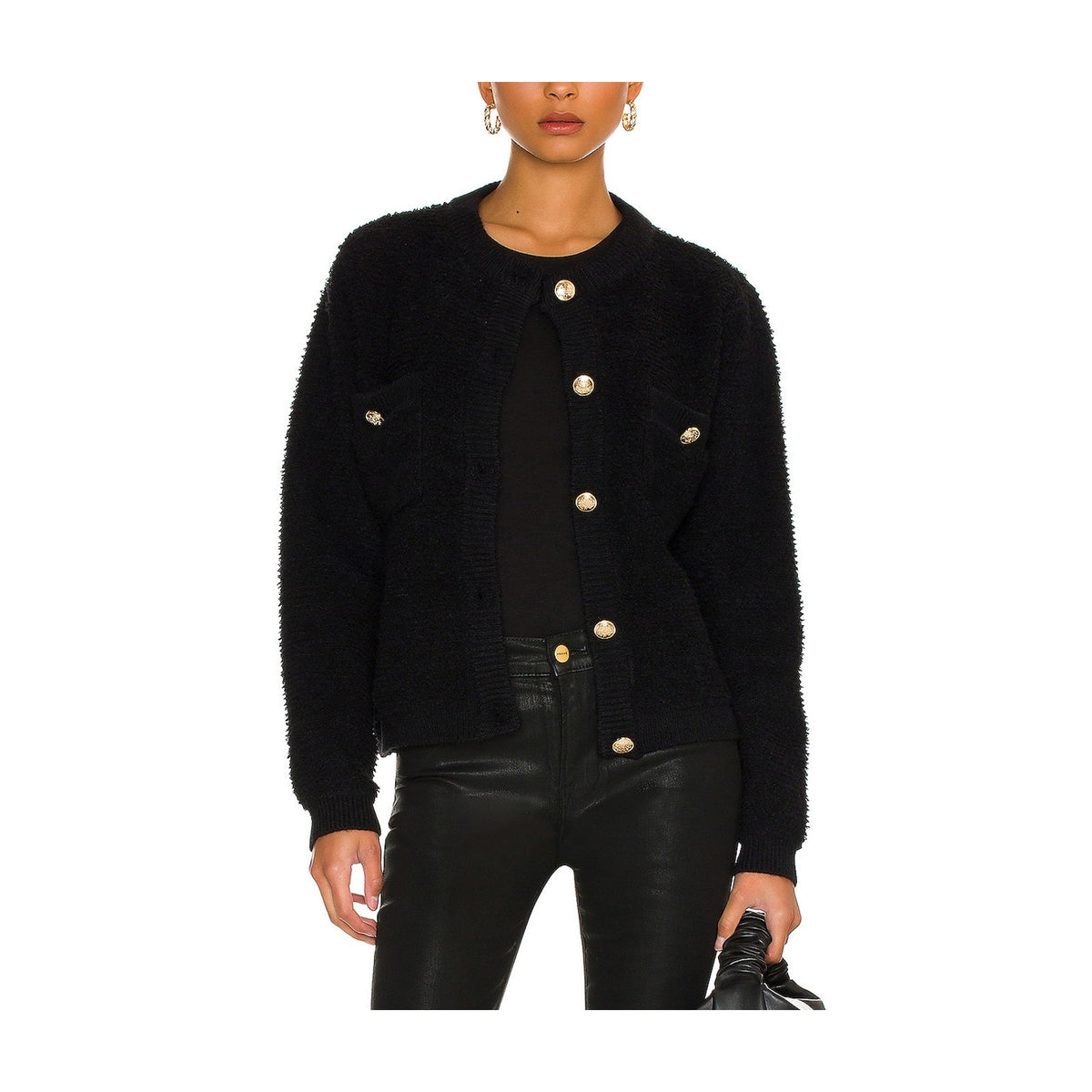 Line & Dot Boucle Black Khloe Cardigan Size XS