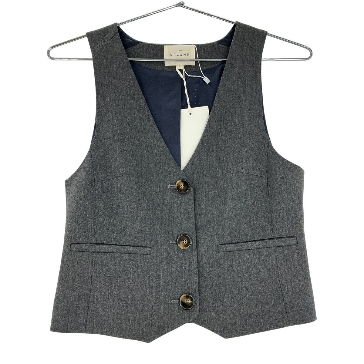 Sézane Tailored Gray Elroy Vest Size 34