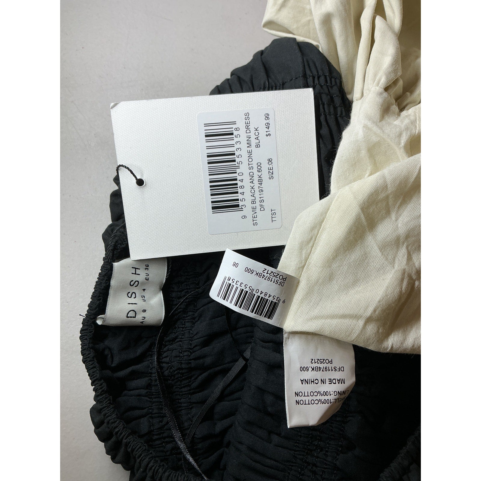 Dissh 'Stevie' Black Cotton Mini Dress Size 4 - NWT