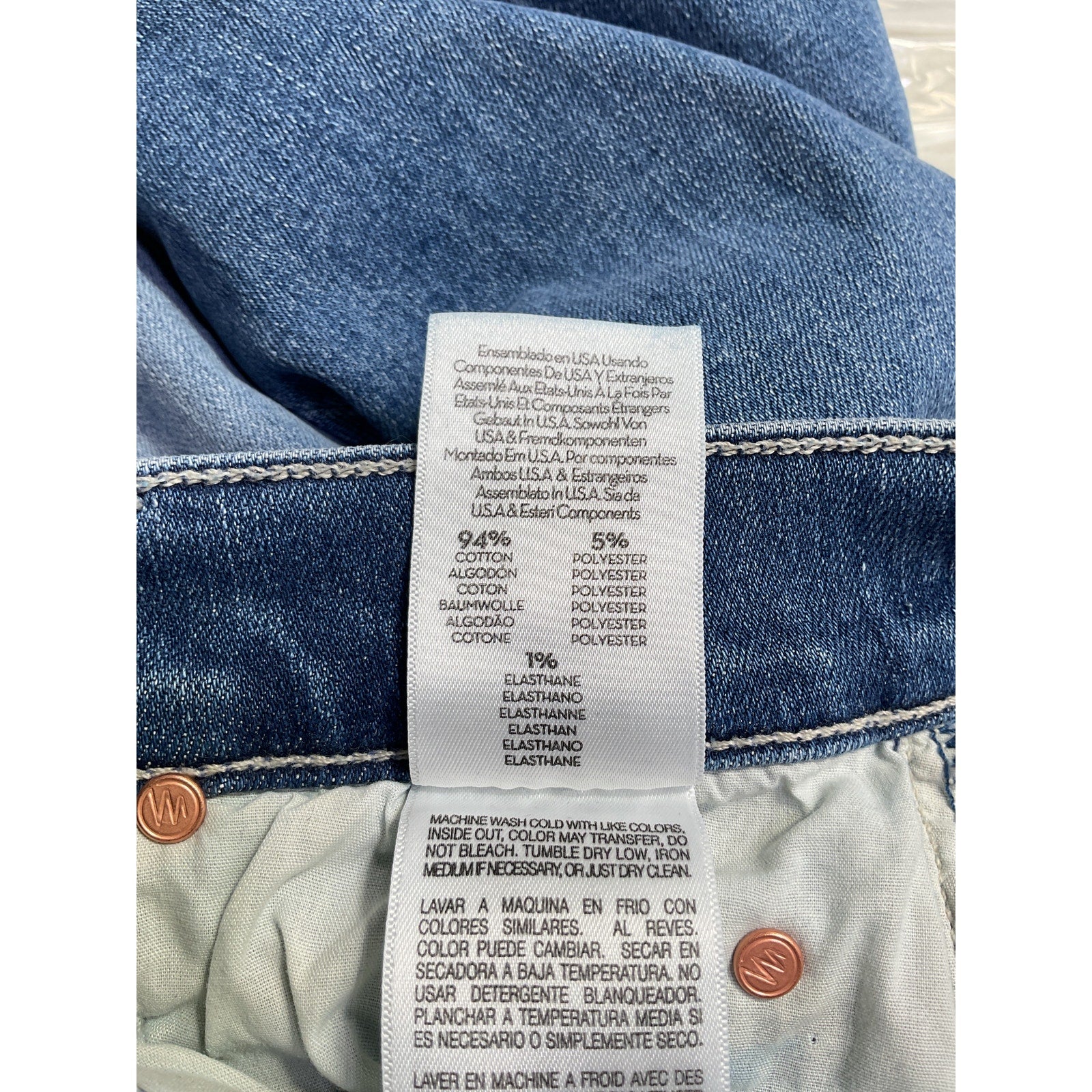 Mother The Dazzler Blue Cotton Mid Rise Ankle Fray Denim Jean Size 25