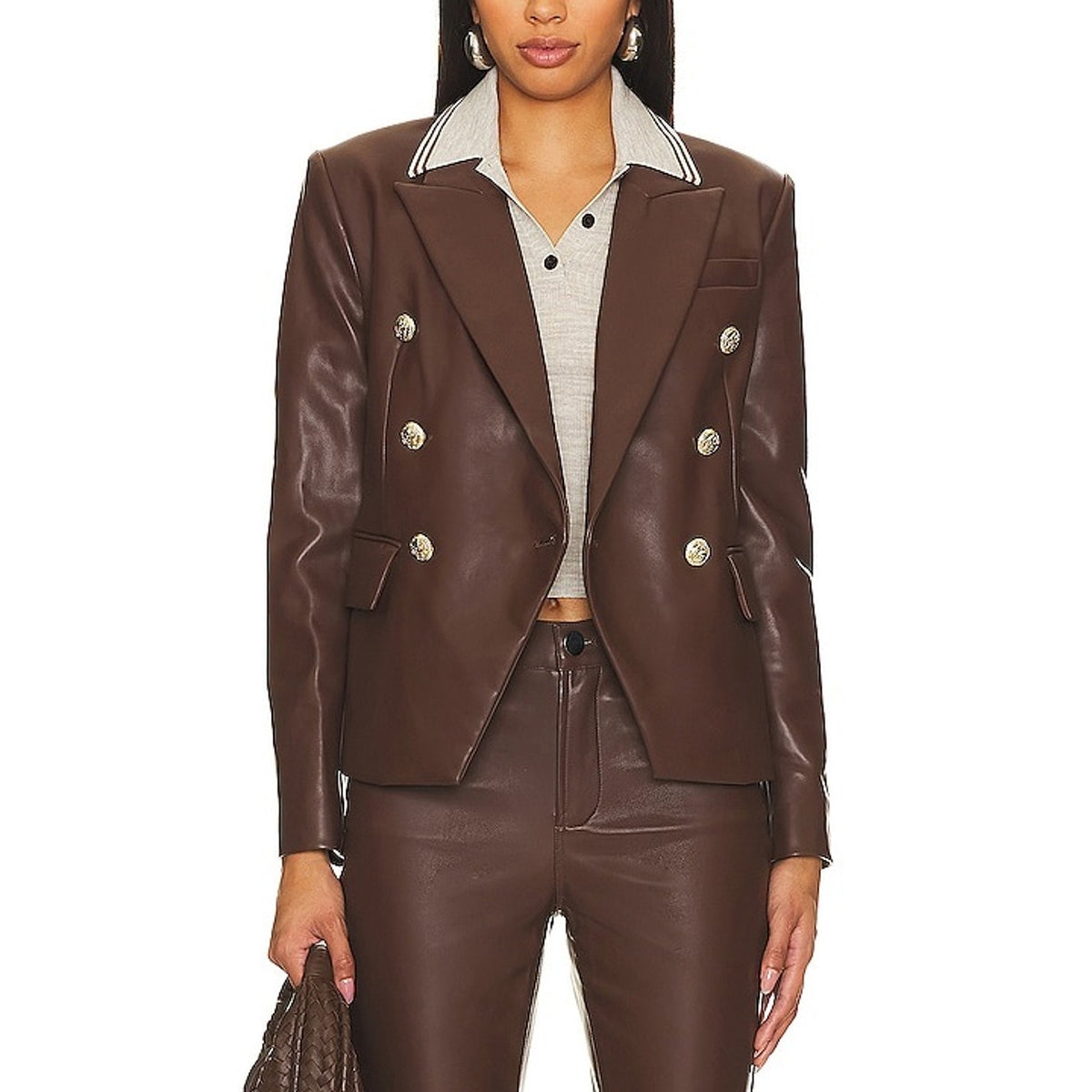 Bcbgmaxazria Sleek Chocolate Double Breasted Blazer Size 4 NWT