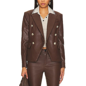 Bcbgmaxazria Sleek Chocolate Double Breasted Blazer Size 4 NWT