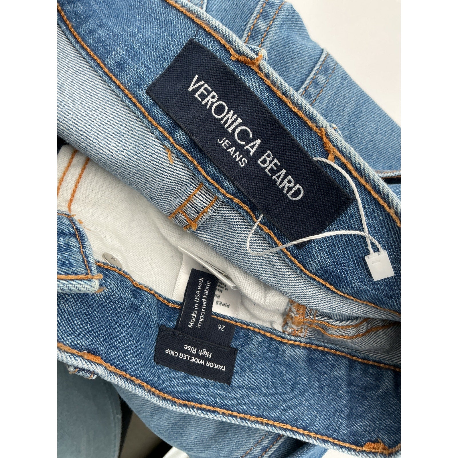 Veronica Beard Denim Jean 'Taylor' Blue Cotton Cropped High Rise Wide Denim Jean Size 26