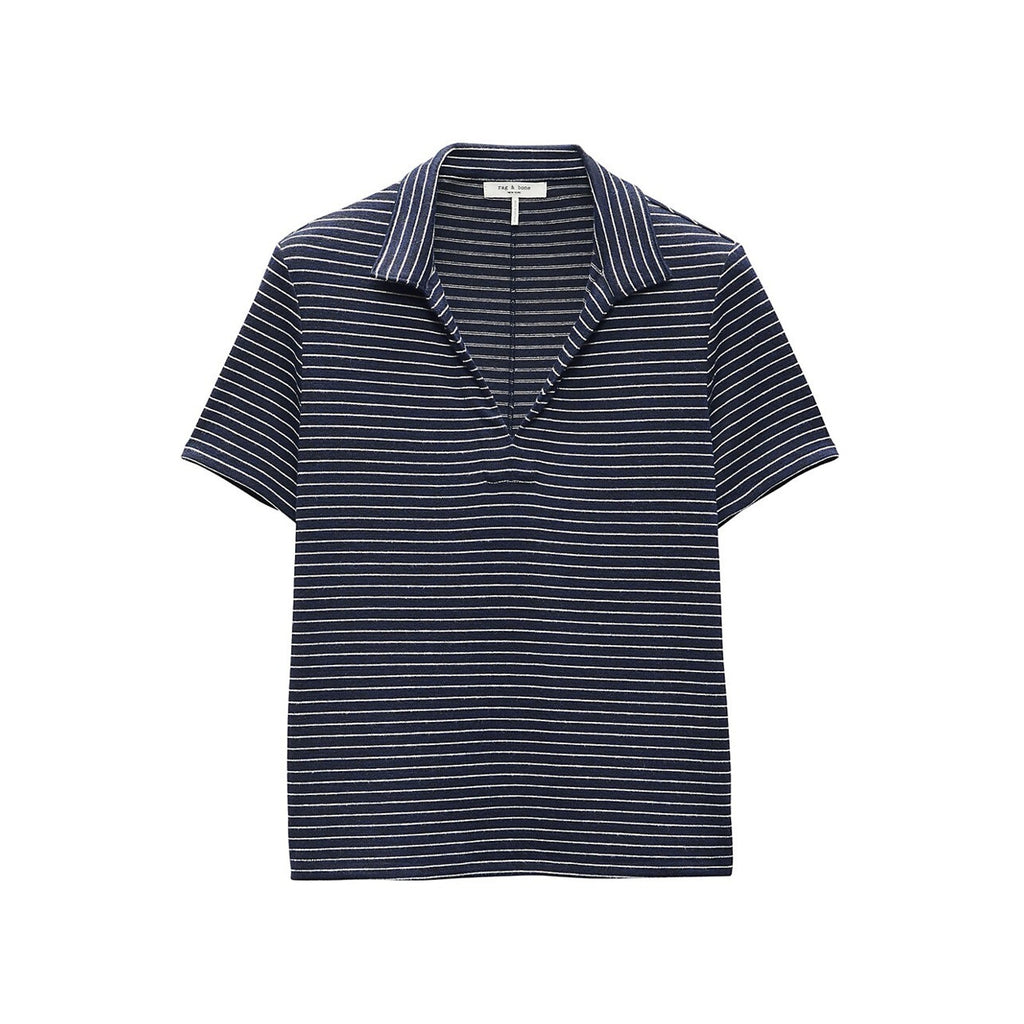 Rag & Bone Blue Rayon Striped Stretch Knit Shirt Size M