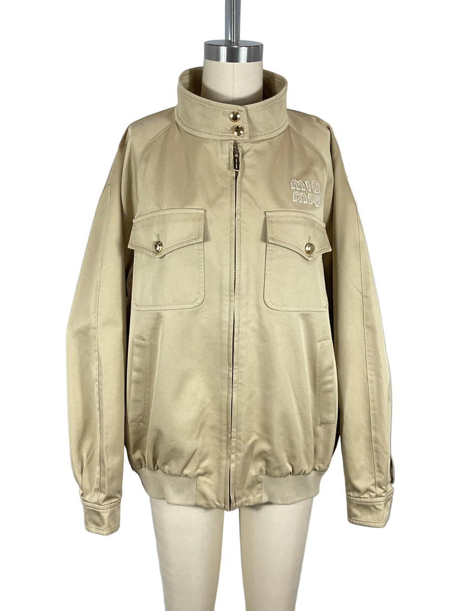 Miu Miu Classic Cord Chino Blouson Jacket Size 38 IT / US 2