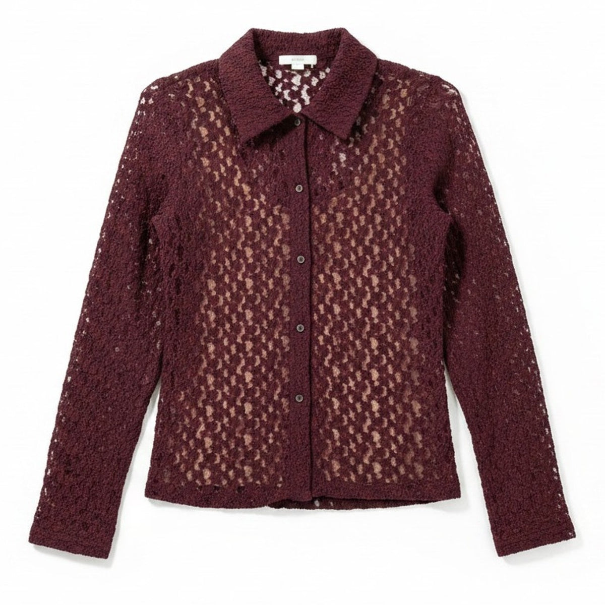Vince Floral Burgundy Smocked Button Up Blouse Size M