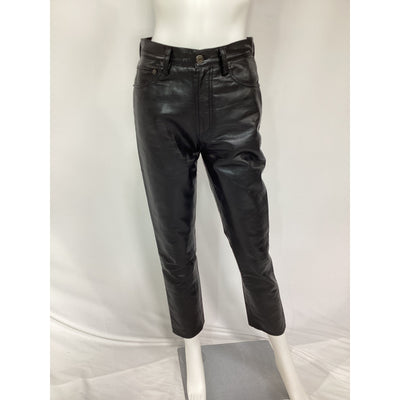 Agolde Recycled Leather 'Riley' Black Long Pant Size 25