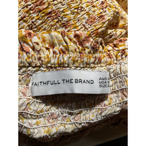 Faithfull The Brand 'Dulcia' Tan Bow Detail Mini Dress Size XL