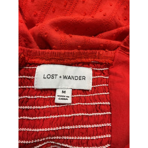 Lost + Wander Ruffled Red Strawberry Waves Mini Dress Size Medium